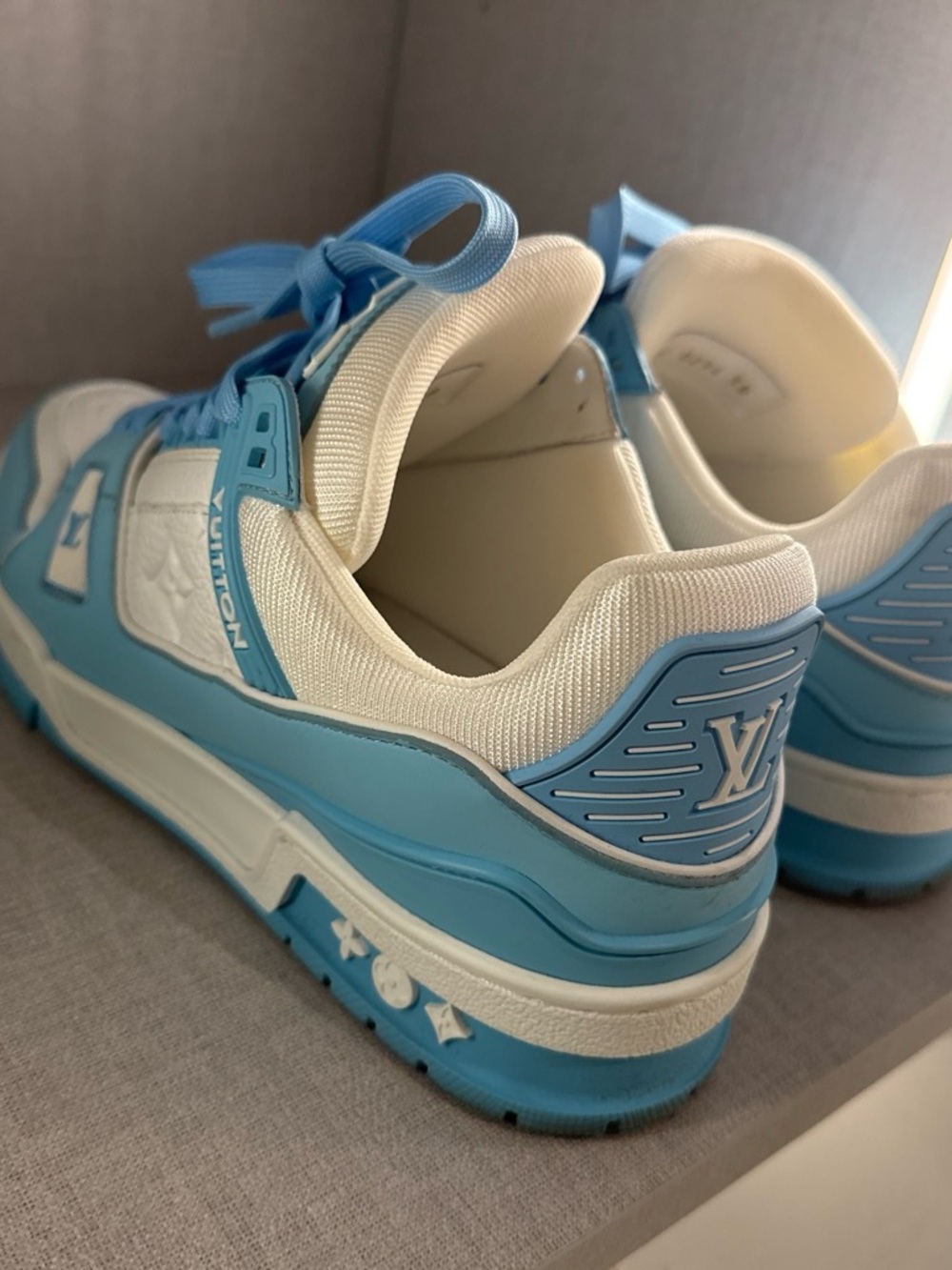 Louis Vuitton Blue and White Women's Low-Top Sneakers with LV Heel Detail